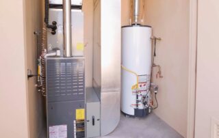 Newly installed high-efficiency furnace in a Minnesota home basement.